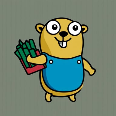 A Go Blue Gopher on a tote bag, in front of a blank background.