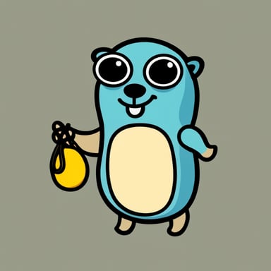 A Go Blue Gopher on a tote bag, in front of a blank background.