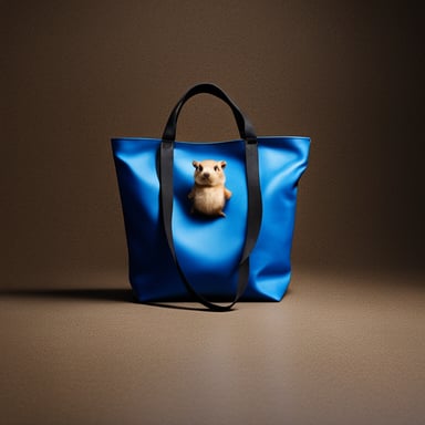 A tote bag in front of a blank background. The tote bag has Go Blue Gopher on it.