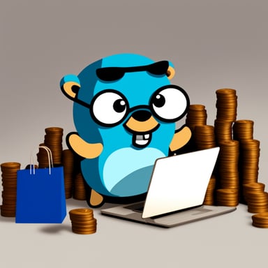 Go Blue Gopher working in e-commerce and making money.