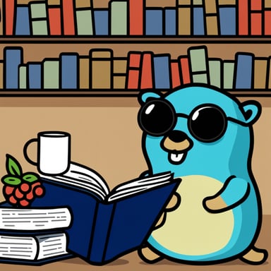 Go Blue Gopher drinking a glass of gin, while reading a book.