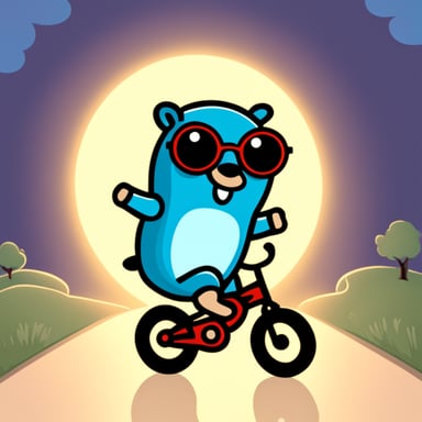 Go Blue Gopher riding a bicycle.