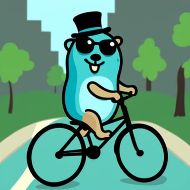 Go Blue Gopher riding a bicycle.