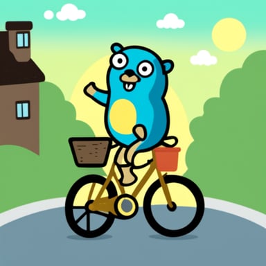 Go Blue Gopher riding a bicycle.