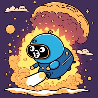 Go Blue Gopher riding an atomic bomb.