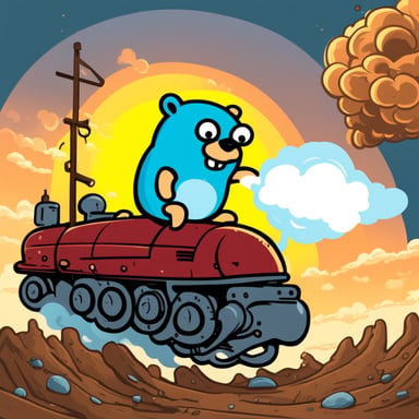 Go Blue Gopher riding an atomic bomb.