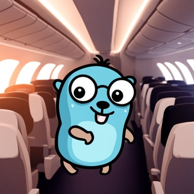 Go Blue Gopher on an airplane
