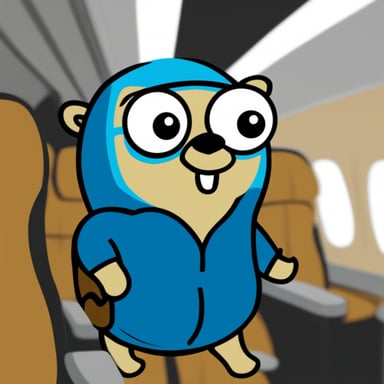 Go Blue Gopher on an airplane