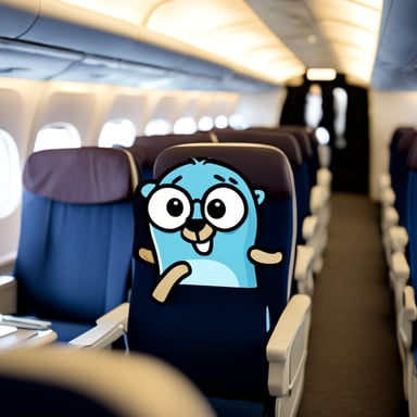 Go Blue Gopher on an airplane