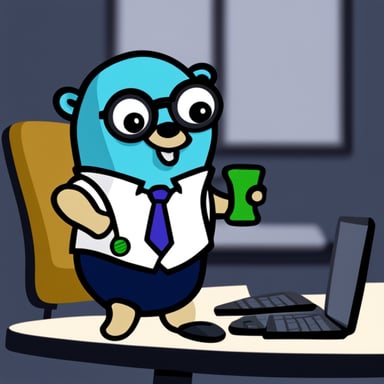 Go blue gopher as data broker gopher.