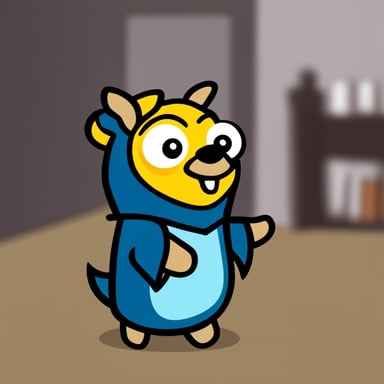 A go blue gopher wearing a dragon costume.