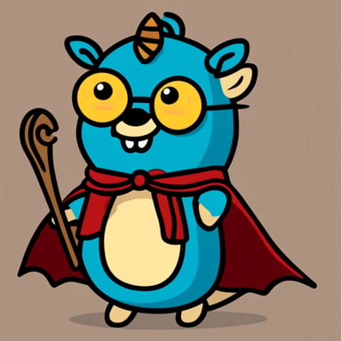A go blue gopher wearing a dragon costume.