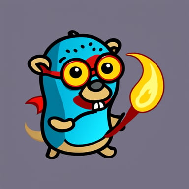 A go blue gopher wearing a dragon costume.