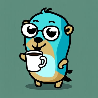 Go Blue Gopher as a hacker gopher drinking a lot of coffee.