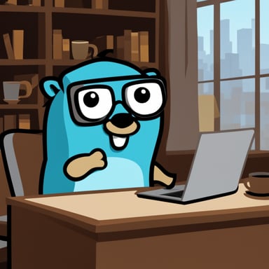 Go Blue Gopher as a hacker gopher drinking a lot of coffee.