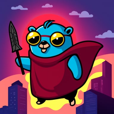Go Blue Gopher as a Red Devil with yellow eyes.