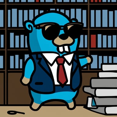 Go Blue Gopher wearing a suit as a manager.