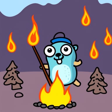 Go blue gopher dancing in the fire.