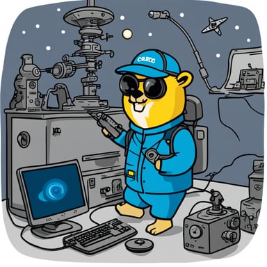 Go blue gopher fixing a satellite.