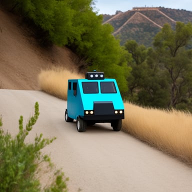Go blue gopher visiting the Hollywood Sign in his cybertruck.