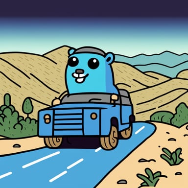 Go blue gopher visiting the Hollywood Sign in his cybertruck.