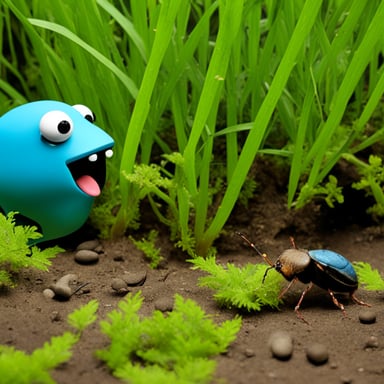 Go Blue Gopher fighting many giant bugs.