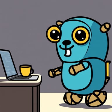 Go Blue Gopher, the happy goopher robot, chatting
