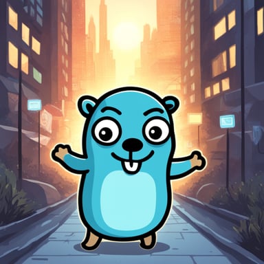 Go Blue Gopher, the happy smart gopher, fights with cybercrime.