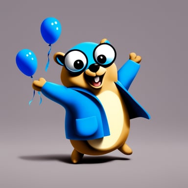 Happy Go Blue Gopher who celebrates success.