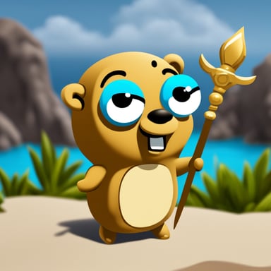 Go Blue Gopher as the Greek god of law with a scale and sword.