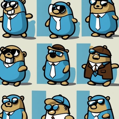 Go Blue Gopher as a manager, boss, and leader of fleets for a simple and minimalistic logo, with a white background and no additional colors.