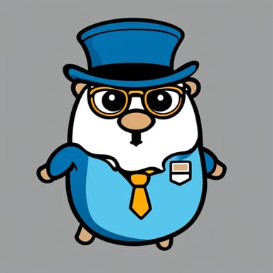 Go Blue Gopher as a manager, boss, and leader of fleets for a simple and minimalistic logo, with a white background and no additional colors.