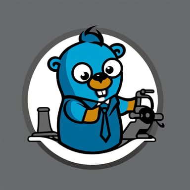 Go Blue Gopher as a manager, boss, and leader of fleets for a simple and minimalistic logo, with a white background and no additional colors.