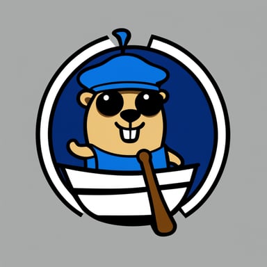 Go Blue Gopher as a leader of fleets of boats for a simple and minimalistic logo without background (background is white) and without color.