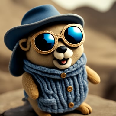 A classic Go Blue Gopher features vintage tones and detailed textures, wearing sunglasses.