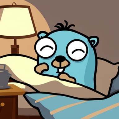 Go Blue Gopher asleep in bed.