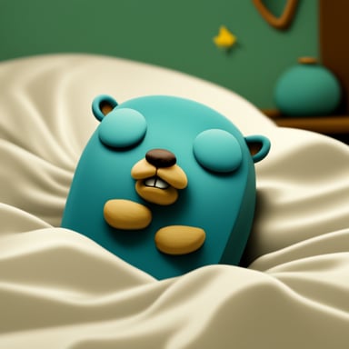 Go Blue Gopher asleep in bed.