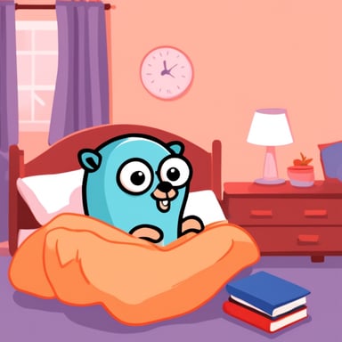 Go Blue Gopher asleep in bed.