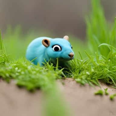 A very bored looking Go Blue Gopher laying down on its belly.