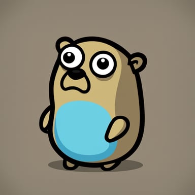 A very sad and bored Go Blue Gopher with big eyes