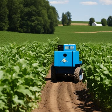 Go Blue Gopher works diligently on the farm, tending to the crops and ensuring everything is in top shape for the harvest season.
