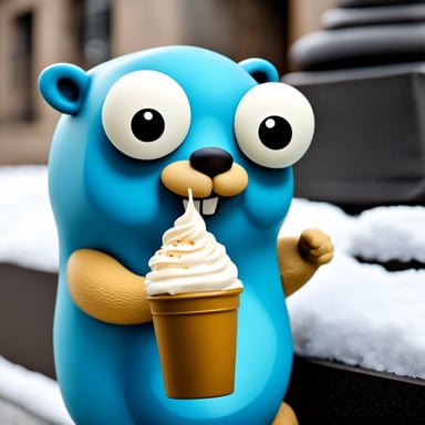 Go Blue Gopher eating ice, cream at Berlin.