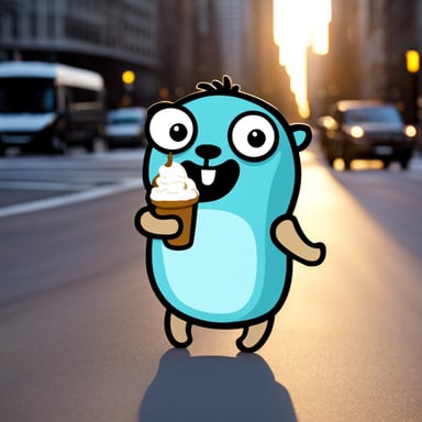 Go Blue Gopher eating ice, cream at Berlin.