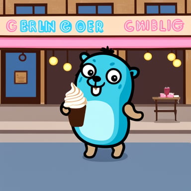 Go Blue Gopher eating ice, cream at Berlin.