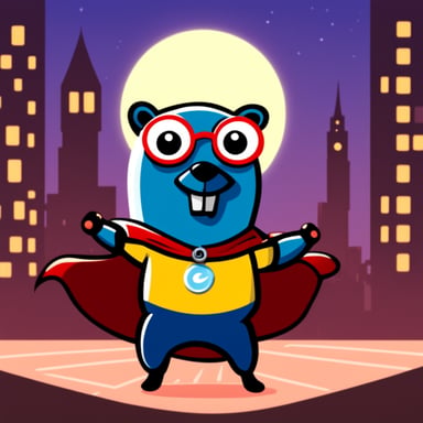 Go Blue Gopher as a German superhero