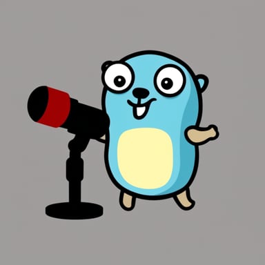 Go blue gopher holding a microphone.