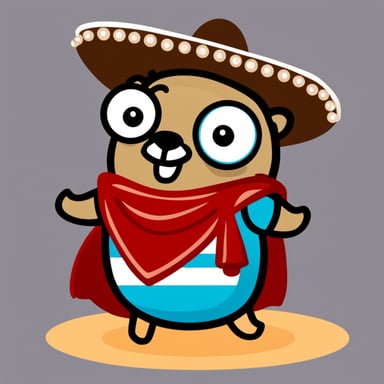 Go blue gopher as a Mexican character.