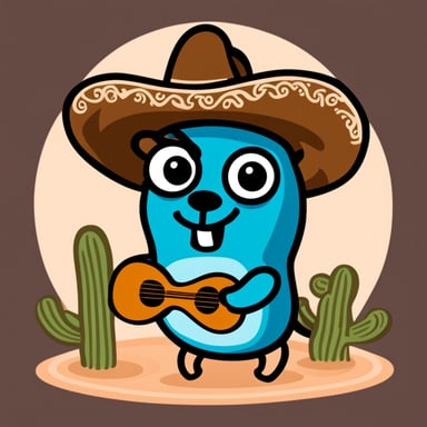 Go blue gopher as a Mexican character.