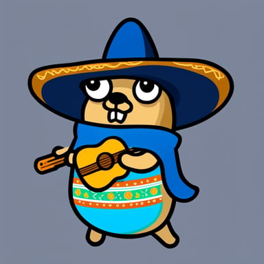 Go blue gopher as a Mexican character.