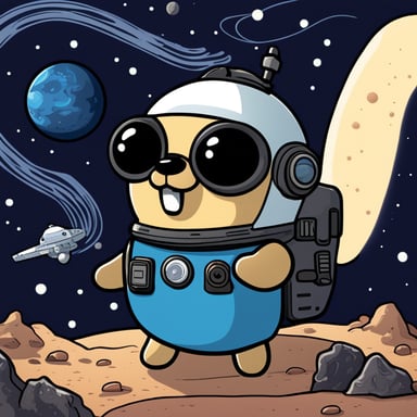 Go Blue Gopher pilots a spacecraft on an adventurous journey across the galaxy.